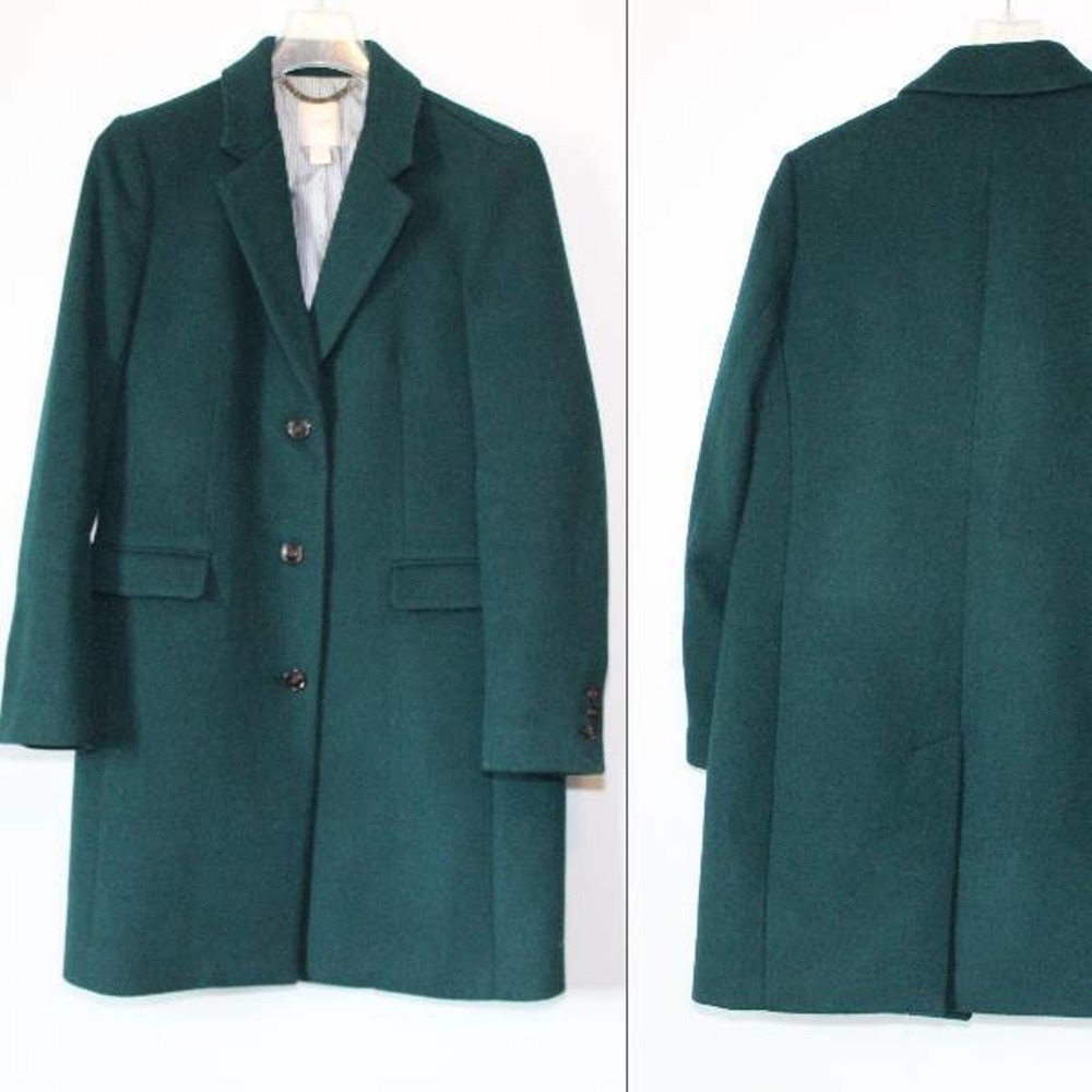 J. Crew Long Wool Blend Topcoat Dark Green E6228 Women's Size 6 H14099 - Picture 11 of 11